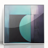 Framed acrylic artwork showcasing an abstract geometric design in white tones, set against a clean background, ideal for modern home decor.