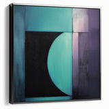 Abstract geometric framed canvas artwork showcasing a sleek black design, emphasizing modern aesthetics with sharp angles and clean lines, ideal for contemporary decor.