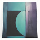 Abstract geometric artwork on stretched canvas, featuring vibrant shapes and colors, ideal for modern home decor. Perfect for adding a contemporary touch to any space.