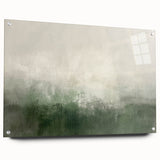 Abstract landscape wall art printed on acrylic glass, showcasing vibrant colors and intricate textures, displayed in a side view with decorative pins. Perfect for modern home decor.