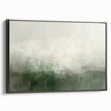 Framed canvas wall art showcasing an abstract landscape design with vibrant colors and intricate details, viewed from the side against a neutral backdrop.