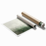 Abstract landscape wall art print showcasing vibrant colors and fluid shapes, elegantly rolled for easy display, perfect for modern home decor.