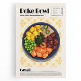 Black and white canvas featuring an array of various food dishes, ideal for kitchen wall art.