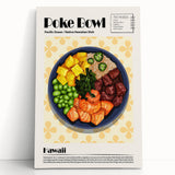 Black and white canvas of assorted food dishes, ideal for kitchen wall art.