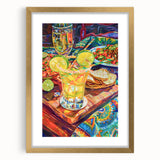 Extra large abstract art print with textured design in gold and black, framed with mat, ideal for living room decor.