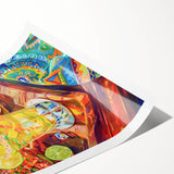 Extra large wall art featuring line art flowers in black on a white background, rolled print.