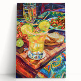 Black and white stretched canvas featuring oversized photographic print of various kitchen utensils.