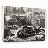 Historical Artwork - Manet's Civil War Scene, Dramatic Black & White Print