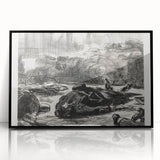 Historical Artwork - Manet's Civil War Scene, Dramatic Black & White Print