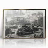 Historical Artwork - Manet's Civil War Scene, Dramatic Black & White Print