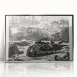 Historical Artwork - Manet's Civil War Scene, Dramatic Black & White Print