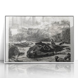 Historical Artwork - Manet's Civil War Scene, Dramatic Black & White Print