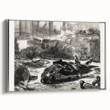 Historical Artwork - Manet's Civil War Scene, Dramatic Black & White Print