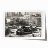 Historical Artwork - Manet's Civil War Scene, Dramatic Black & White Print
