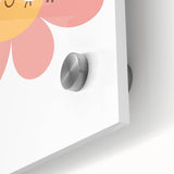 Girls Bedroom Art - Smiling Pink Daisy Kids Room Wall Decor