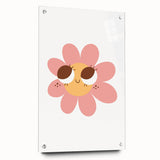 Girls Bedroom Art - Smiling Pink Daisy Kids Room Wall Decor