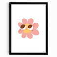 Girls Bedroom Art - Smiling Pink Daisy Kids Room Wall Decor