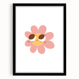 Girls Bedroom Art - Smiling Pink Daisy Kids Room Wall Decor