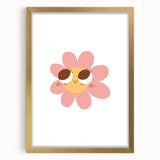 Girls Bedroom Art - Smiling Pink Daisy Kids Room Wall Decor