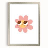 Girls Bedroom Art - Smiling Pink Daisy Kids Room Wall Decor