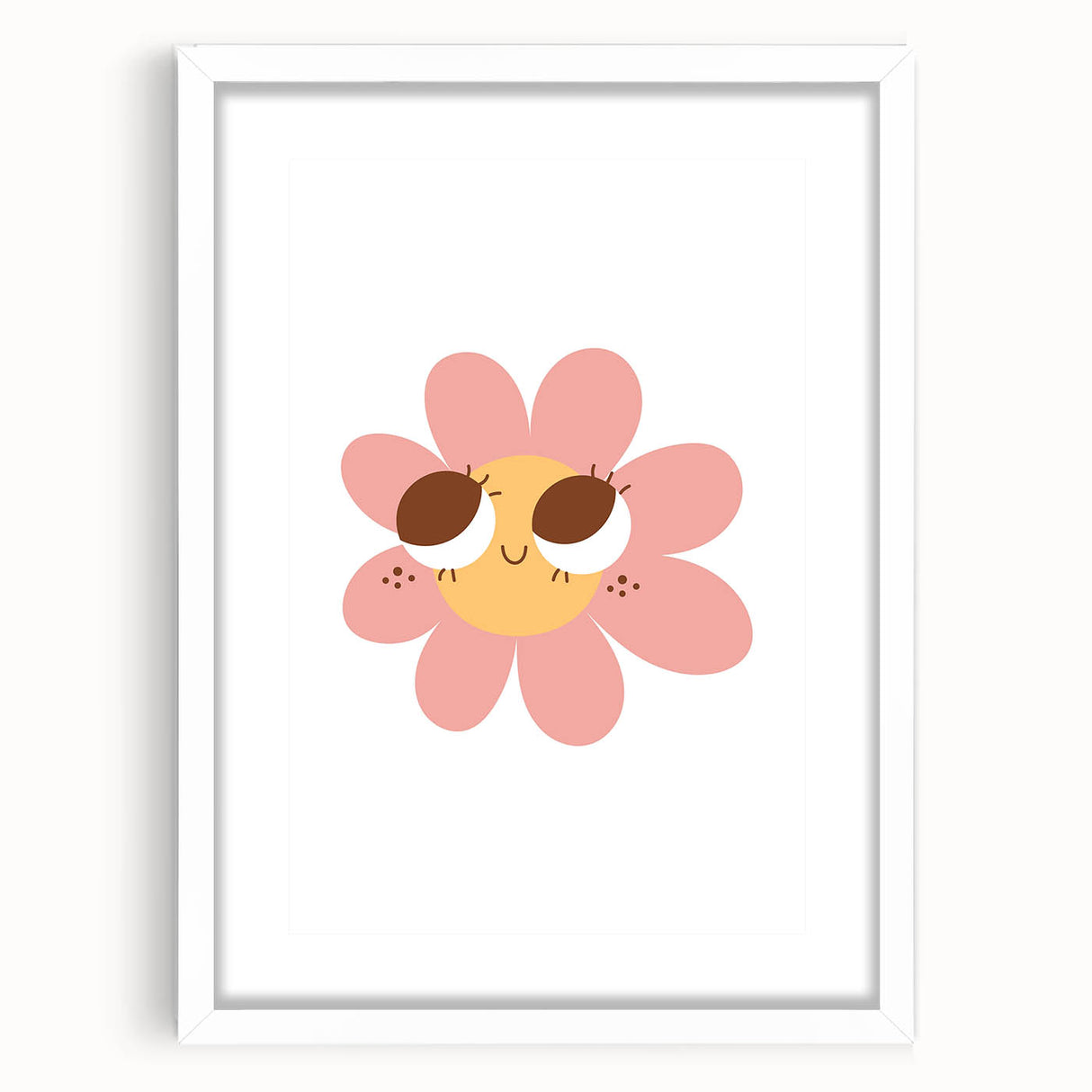 Girls Bedroom Art - Smiling Pink Daisy Kids Room Wall Decor