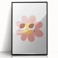 Girls Bedroom Art - Smiling Pink Daisy Kids Room Wall Decor