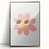 Girls Bedroom Art - Smiling Pink Daisy Kids Room Wall Decor