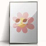 Girls Bedroom Art - Smiling Pink Daisy Kids Room Wall Decor