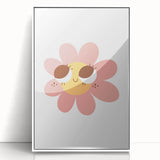 Girls Bedroom Art - Smiling Pink Daisy Kids Room Wall Decor