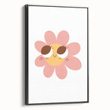 Girls Bedroom Art - Smiling Pink Daisy Kids Room Wall Decor