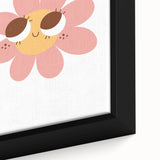 Girls Bedroom Art - Smiling Pink Daisy Kids Room Wall Decor