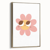 Girls Bedroom Art - Smiling Pink Daisy Kids Room Wall Decor