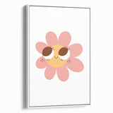 Girls Bedroom Art - Smiling Pink Daisy Kids Room Wall Decor