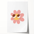 Girls Bedroom Art - Smiling Pink Daisy Kids Room Wall Decor