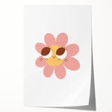 Girls Bedroom Art - Smiling Pink Daisy Kids Room Wall Decor