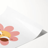 Girls Bedroom Art - Smiling Pink Daisy Kids Room Wall Decor