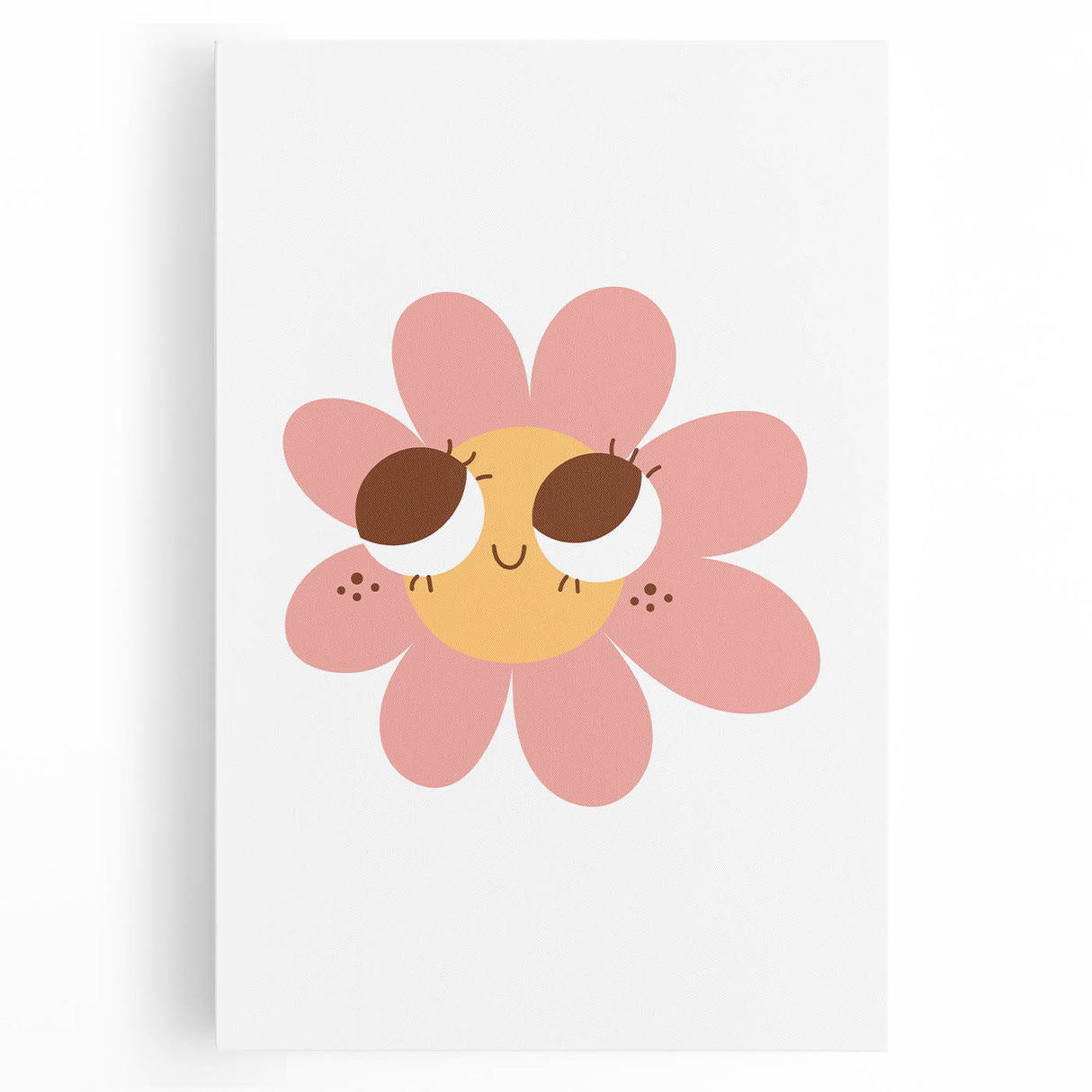 Girls Bedroom Art - Smiling Pink Daisy Kids Room Wall Decor