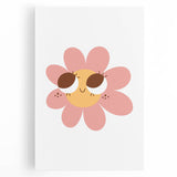Girls Bedroom Art - Smiling Pink Daisy Kids Room Wall Decor