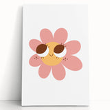 Girls Bedroom Art - Smiling Pink Daisy Kids Room Wall Decor