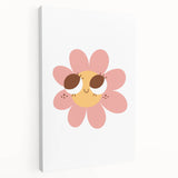 Girls Bedroom Art - Smiling Pink Daisy Kids Room Wall Decor