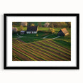 Black barn frame showcasing a landscape artwork with a mat, highlighting intricate details and textures, ideal for home decor or gallery display.