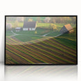Framed acrylic wall art featuring a striking landscape design of a barn in a scenic setting, showcasing vibrant colors and intricate details. Perfect for rustic home decor.