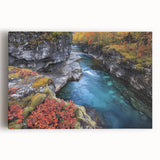 Stretched canvas artwork depicting a vibrant landscape of canyons, showcasing rich earthy tones and intricate details, perfect for modern home decor.