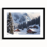 Framed landscape artwork depicting a serene countryside scene, featuring lush greenery and rolling hills, set in a sleek black frame with a white mat. Perfect for home decor.