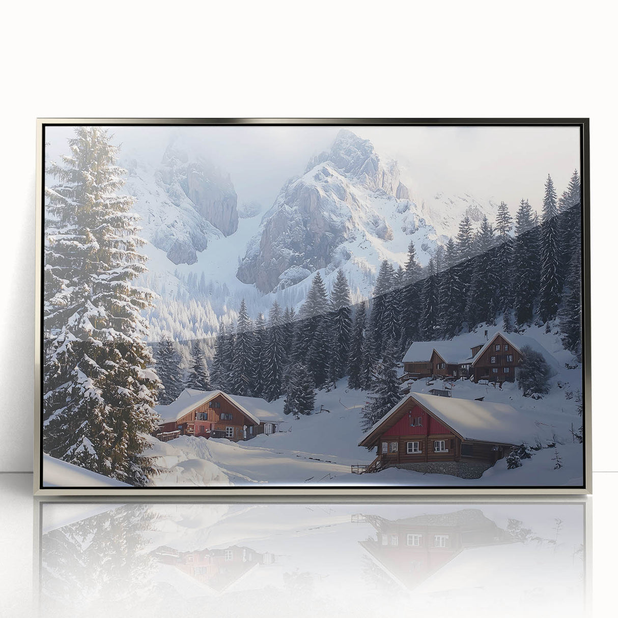 Framed acrylic landscape artwork showcasing a serene countryside scene with rolling hills and vibrant greenery, elegantly displayed in a sleek silver frame, ideal for home decor.