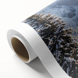 Vibrant countryside landscape rolled canvas print showcasing lush green fields and a serene blue sky, elegantly packaged in a protective cardboard tube for safe delivery.