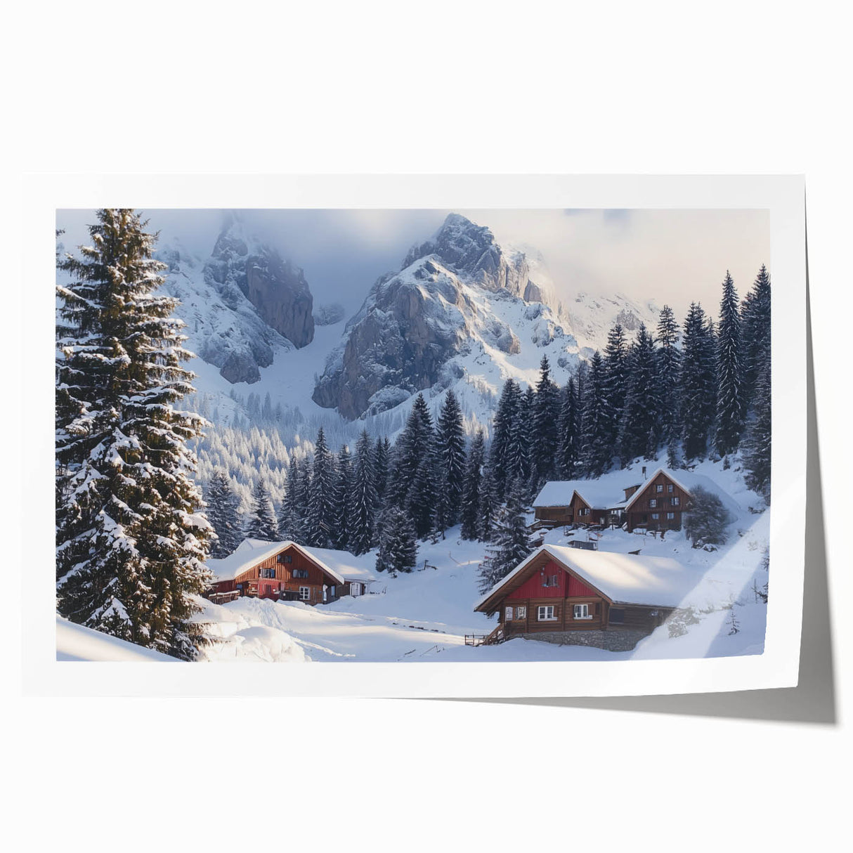 Rolled print showcasing a serene countryside landscape with rolling hills and vibrant greenery, expertly packaged in a protective cardboard tube for safe delivery.