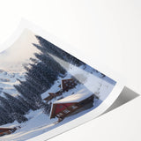 Vibrant rolled print showcasing a serene countryside landscape with rolling hills, lush green fields, and a clear blue sky, designed for home decor.