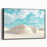 Framed canvas art showcasing a vibrant desert landscape with warm earth tones, featuring a sleek black frame that enhances the artwork's depth and appeal. Perfect for modern home decor.