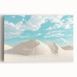 Stretched canvas artwork showcasing a vibrant desert landscape with rich hues of orange, red, and yellow, ideal for home decor or office settings.
